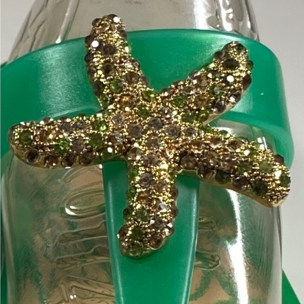 Nine West Nancita green jelly starfish sandals 9